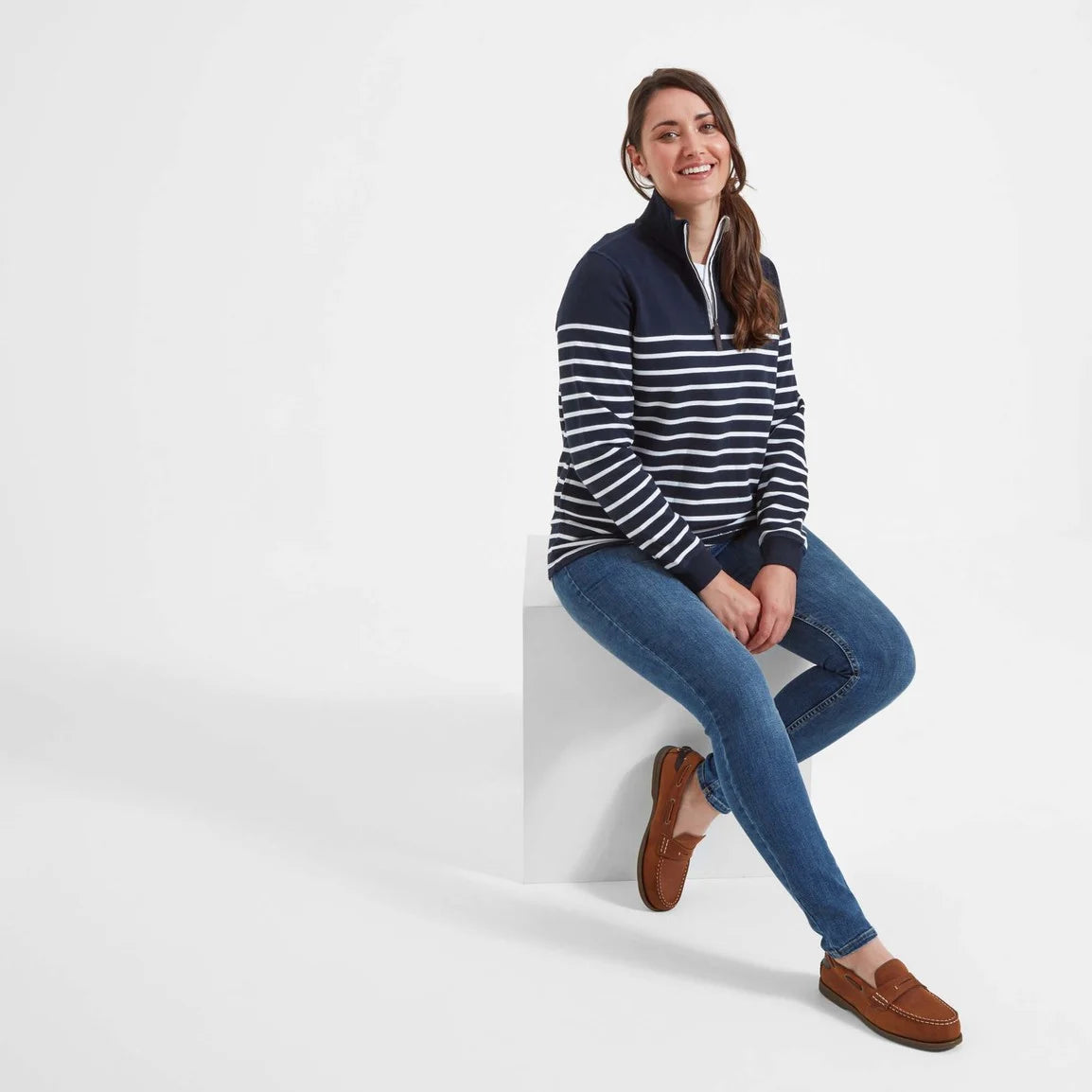 Schoffel Ladies Hope Cove Sweatshirt - Navy Stripe