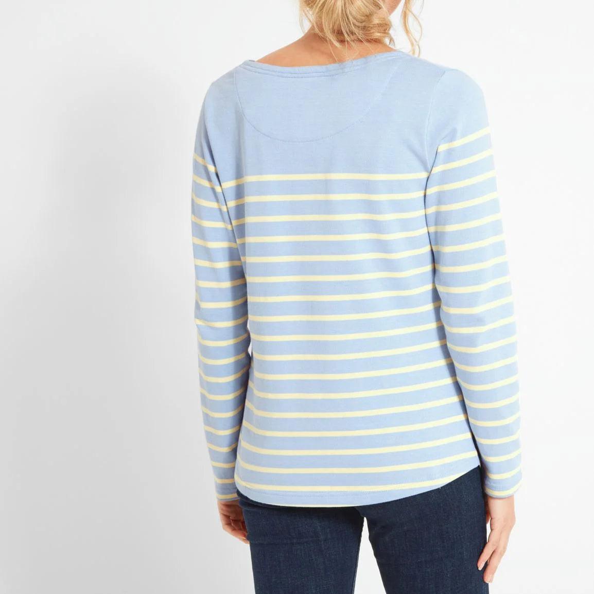 Schoffel Ladies Beauport Top - Pale Blue/Lemon Stripe
