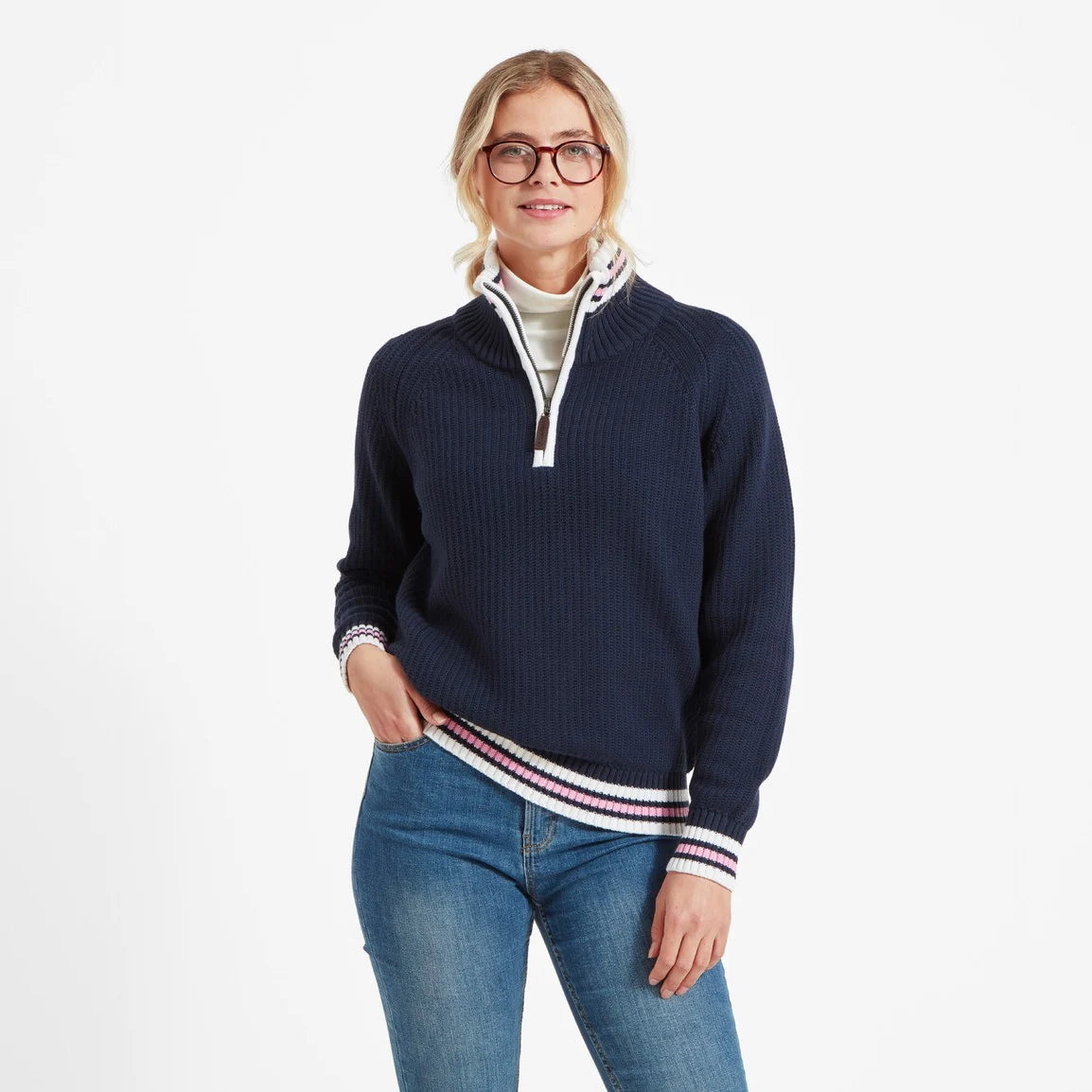 Schoffel Ladies Havelet Bay 1/4 Zip Jumper - Navy