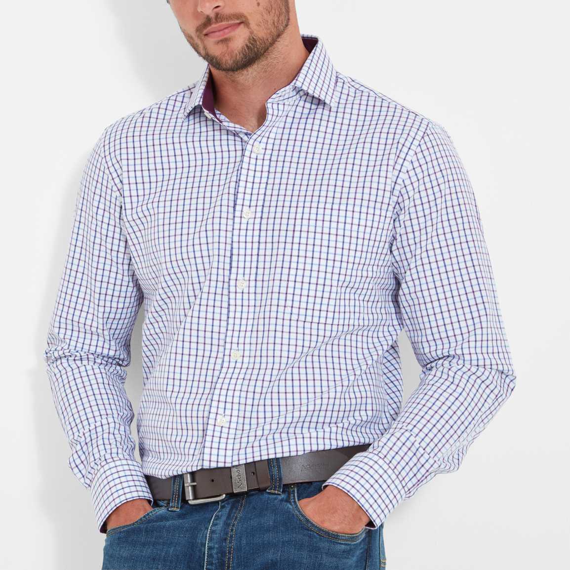 Schoffel Milton Tailored Shirt - Purple Check