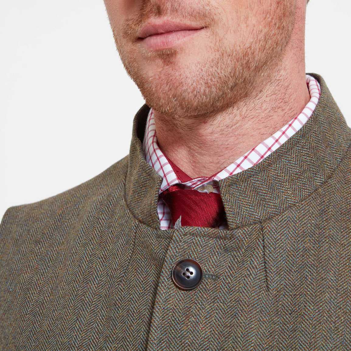 Schoffel Holcot Tweed Waistcoat - Loden Green Herringbone Tweed