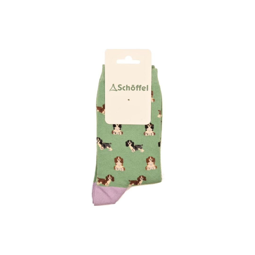 Schoffel Ladies Single Cotton Sock - Green Spaniel