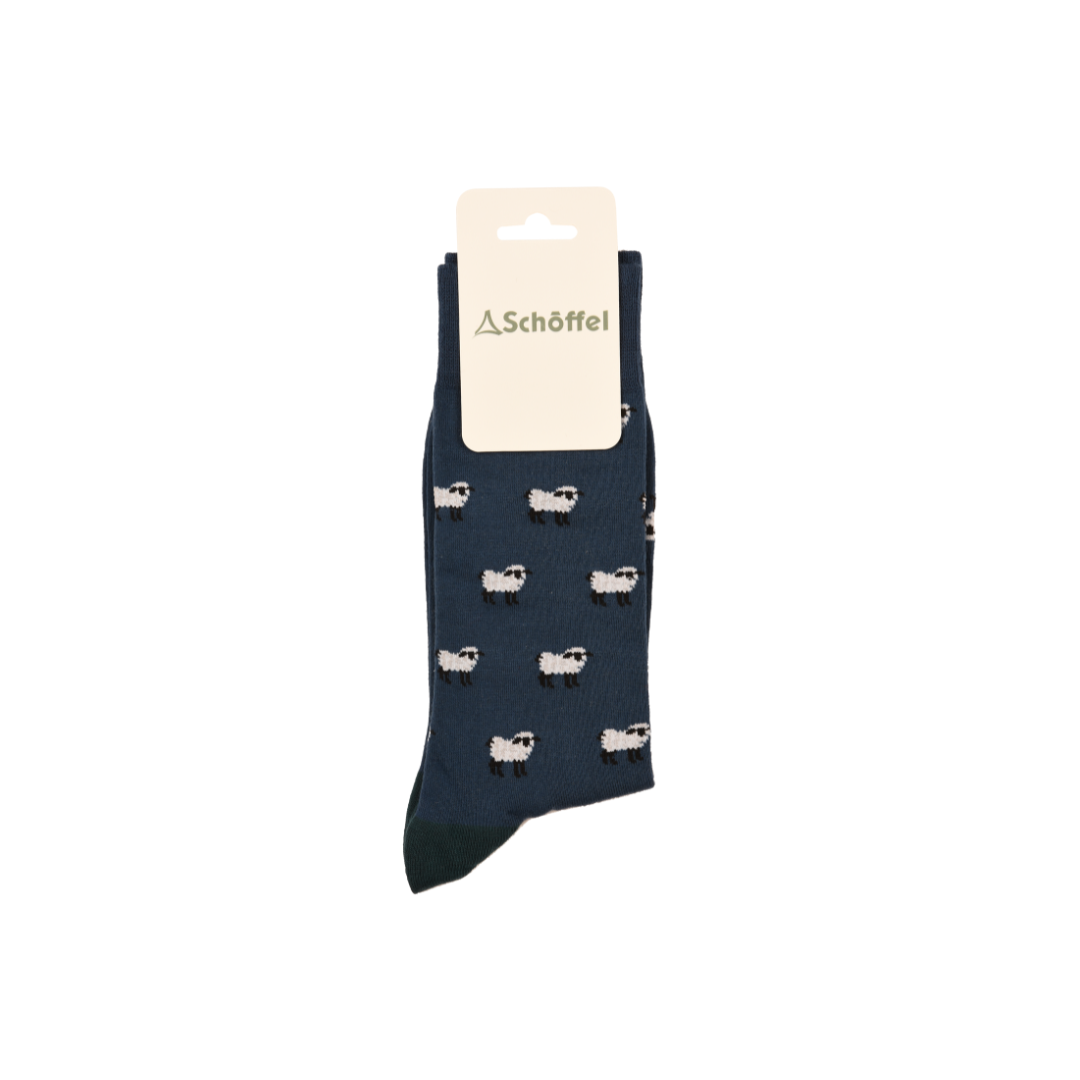 Schoffel Mens Single Cotton Sock - Blue Sheep