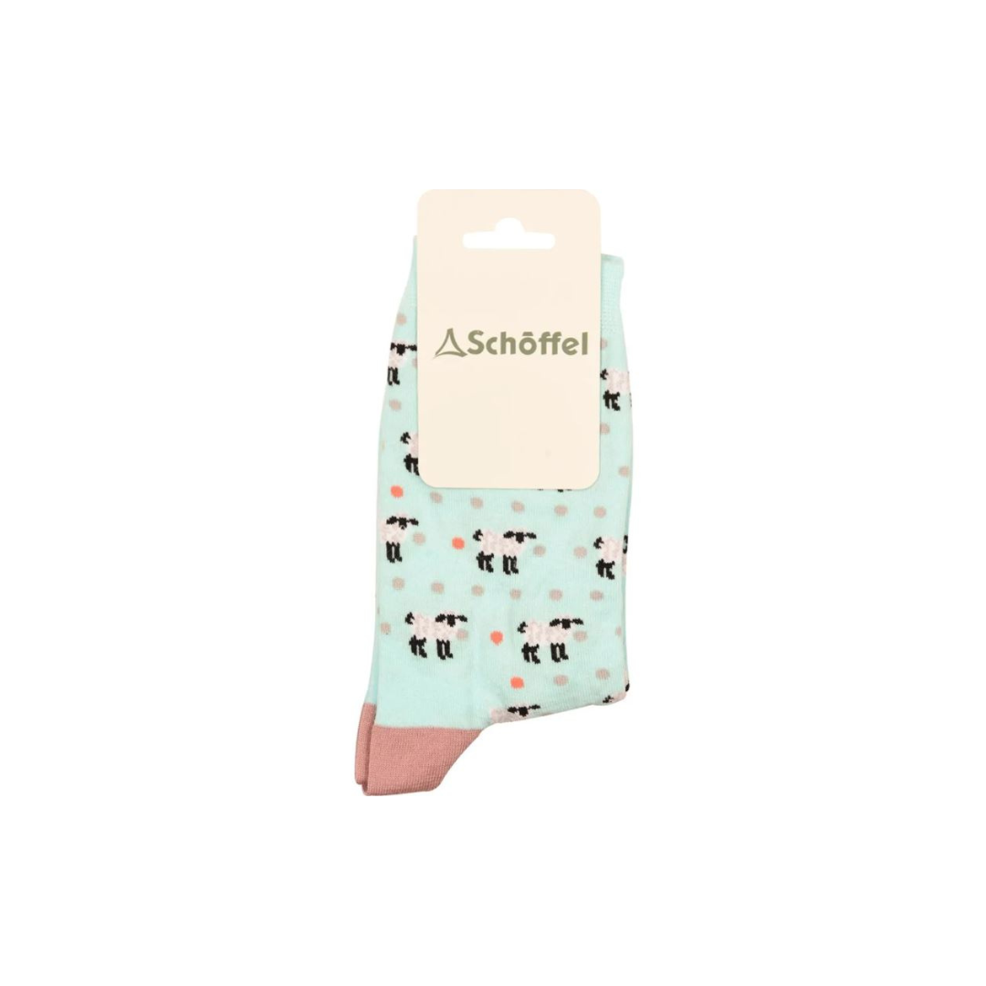 Schoffel Ladies Single Cotton Sock - Mint Sheep