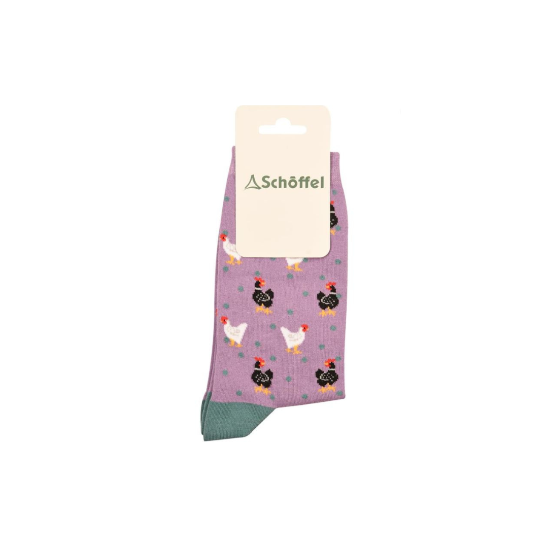 Schoffel Ladies Single Cotton Sock - Lavender Chickens