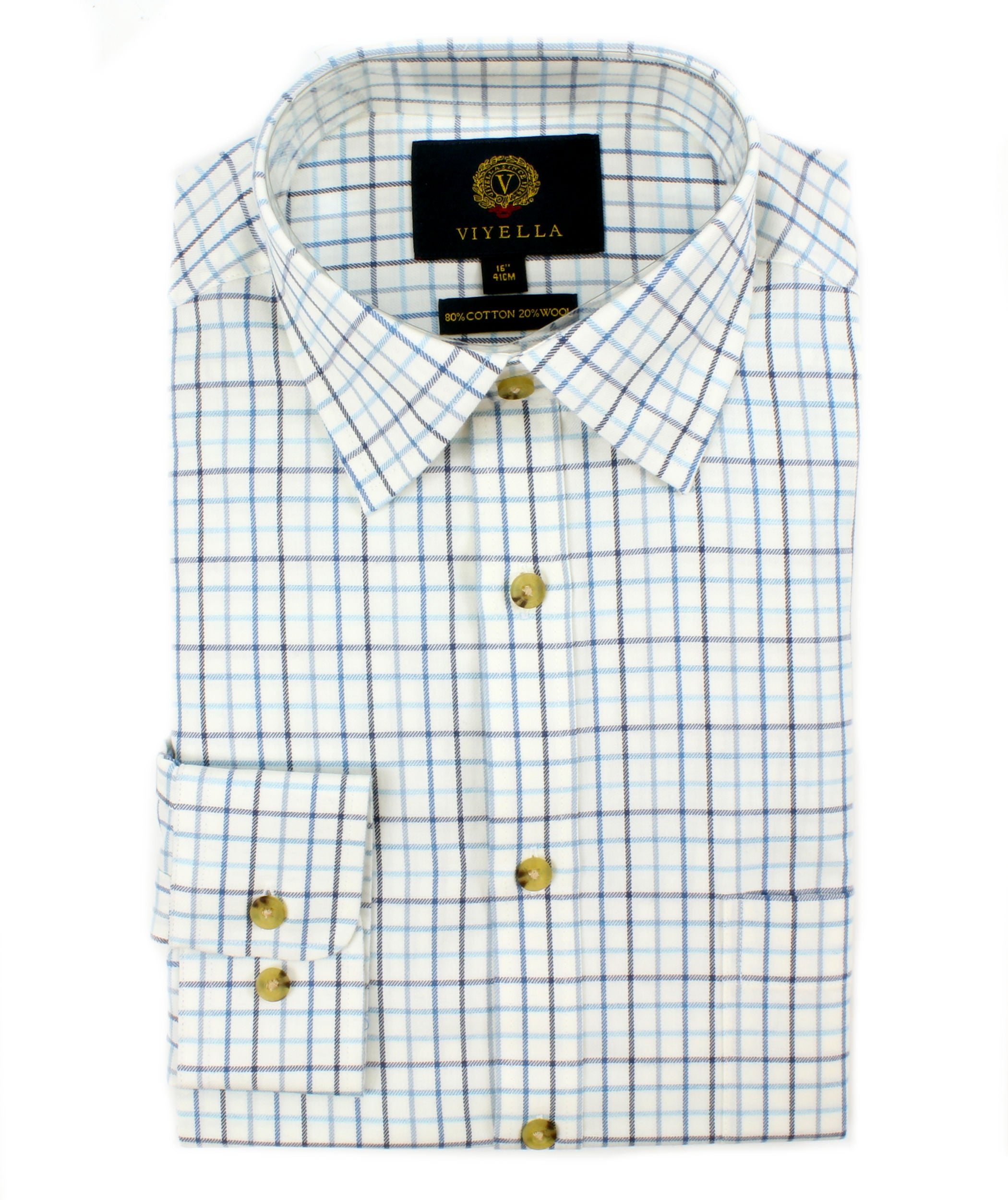 Viyella 80/20 Sky Blue Tattersall Classic Fit Shirt