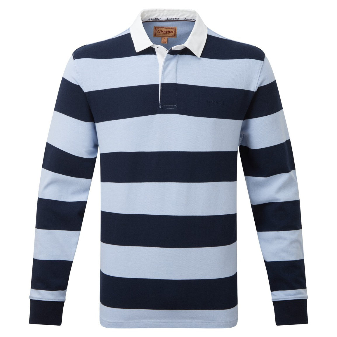 Schoffel Mens St Mawes Rugby Shirt - Navy/Pale Blue Stripe