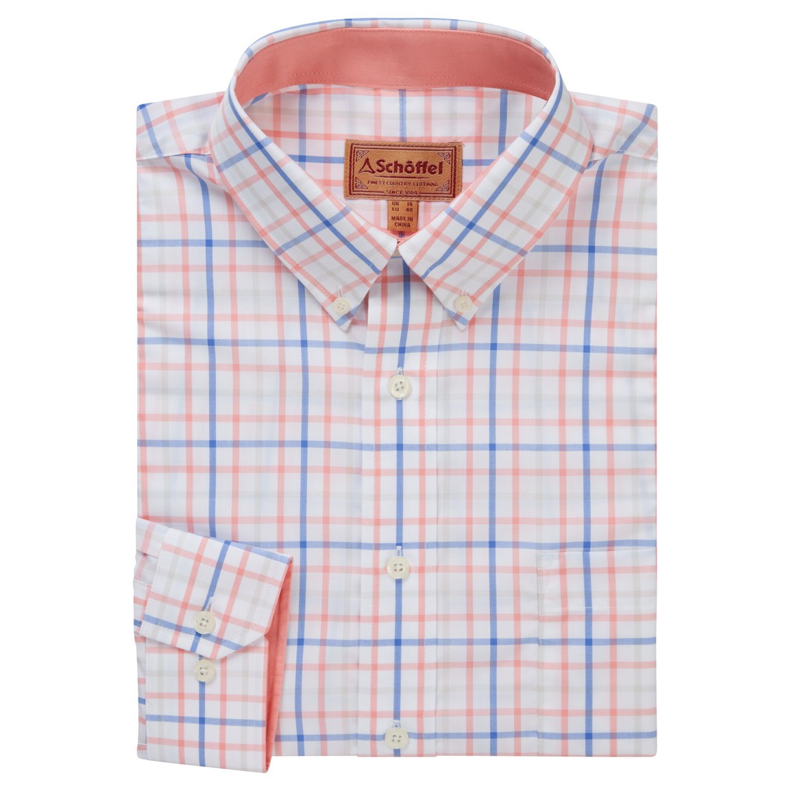 Schoffel Mens Holkham Classic Shirt - Flamingo/Cloud/Blue