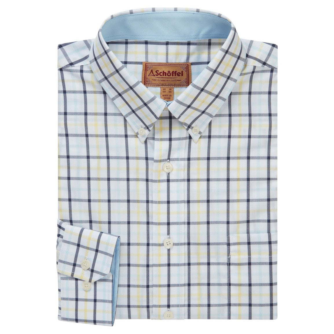 Schoffel Mens Holkham Classic Shirt - Pale Blue/Lemon/Navy