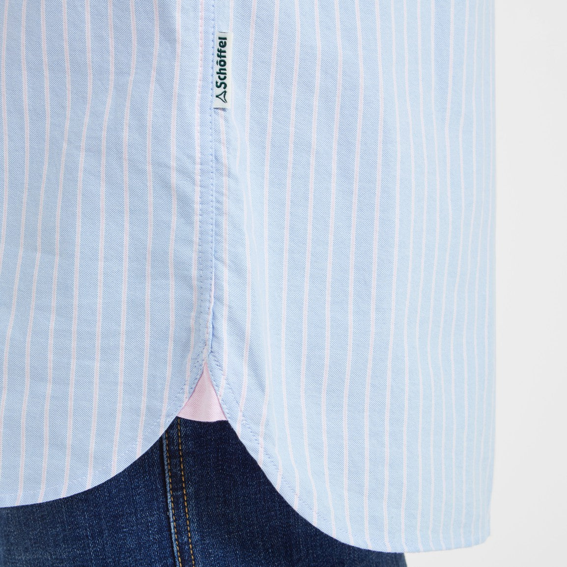 Schoffel Mens Soft Oxford Tailored Shirt - Blue/Pink Stripe
