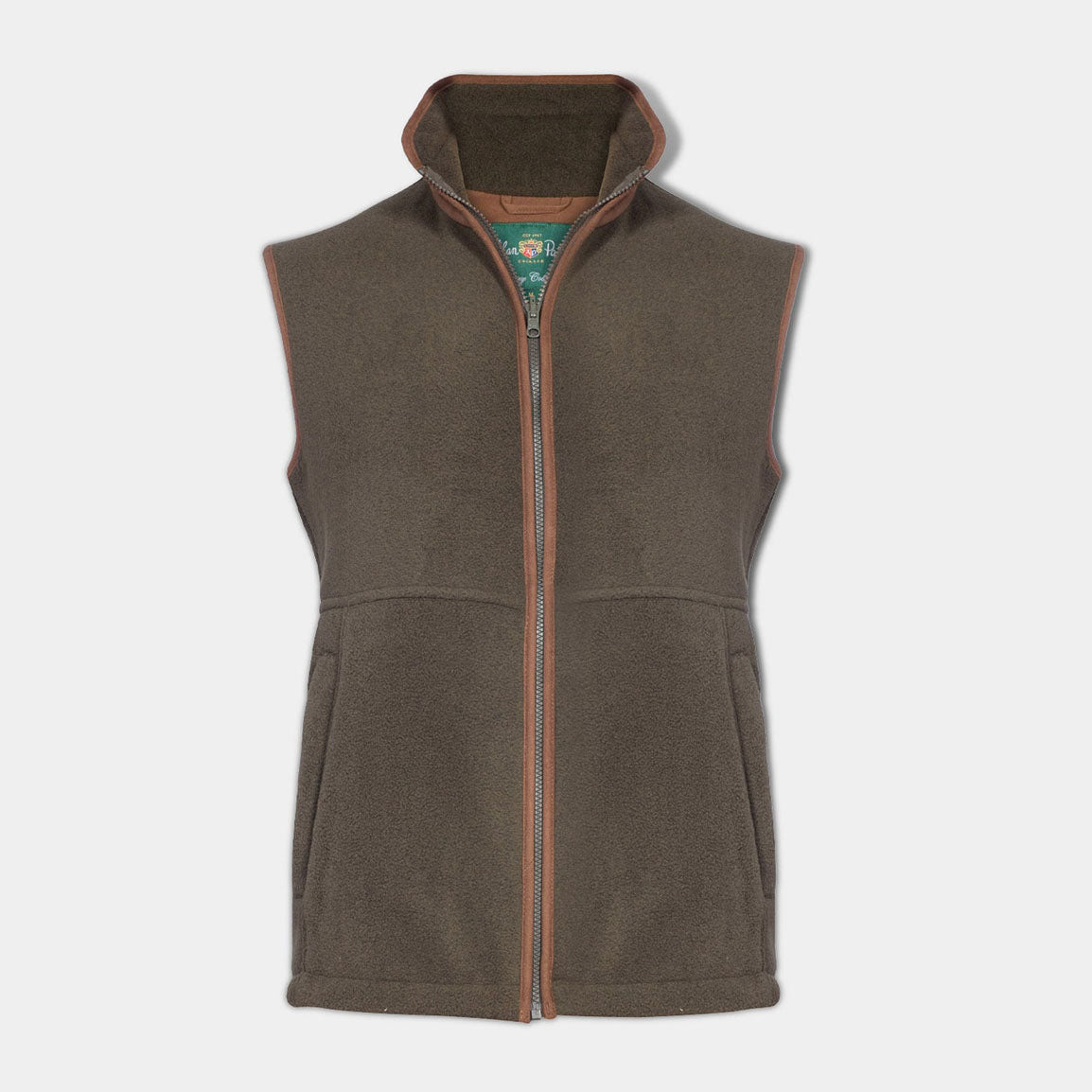 Alan Paine Aylsham Mens Fleece Gilet - Green Herringbone