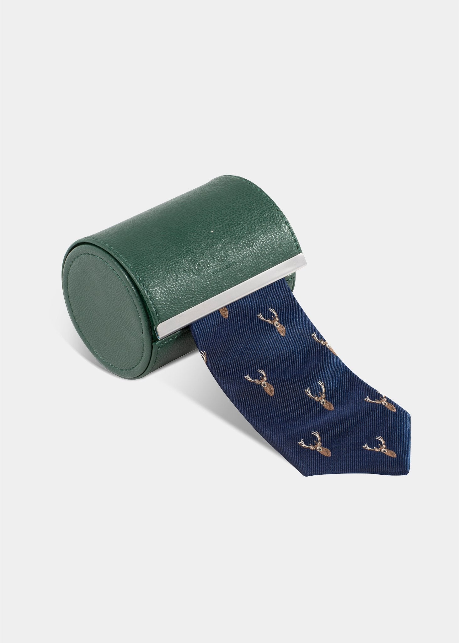 Alan Paine Ripon Silk Country Tie in Navy - Deer