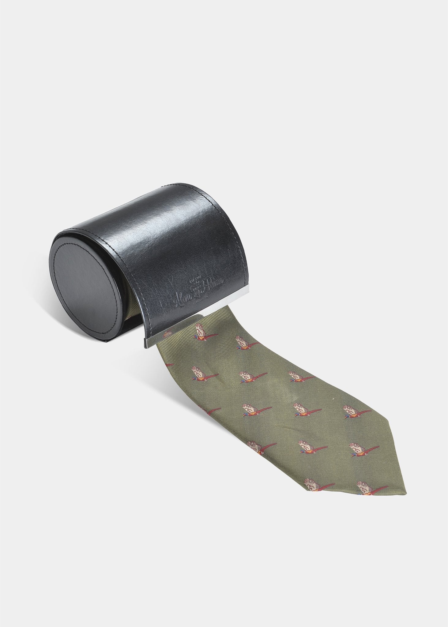 Alan Paine Ripon Silk Country Tie in Olive Flying Pheasant