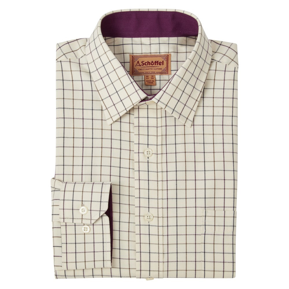 Schoffel Mens Burnham Tattersall Classic Shirt – Aubergine