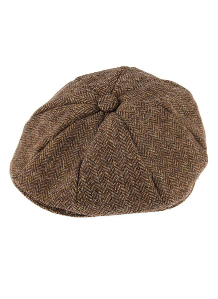 Dents Abraham Moon Herringbone Tweed Newsboy Cap - Spruce