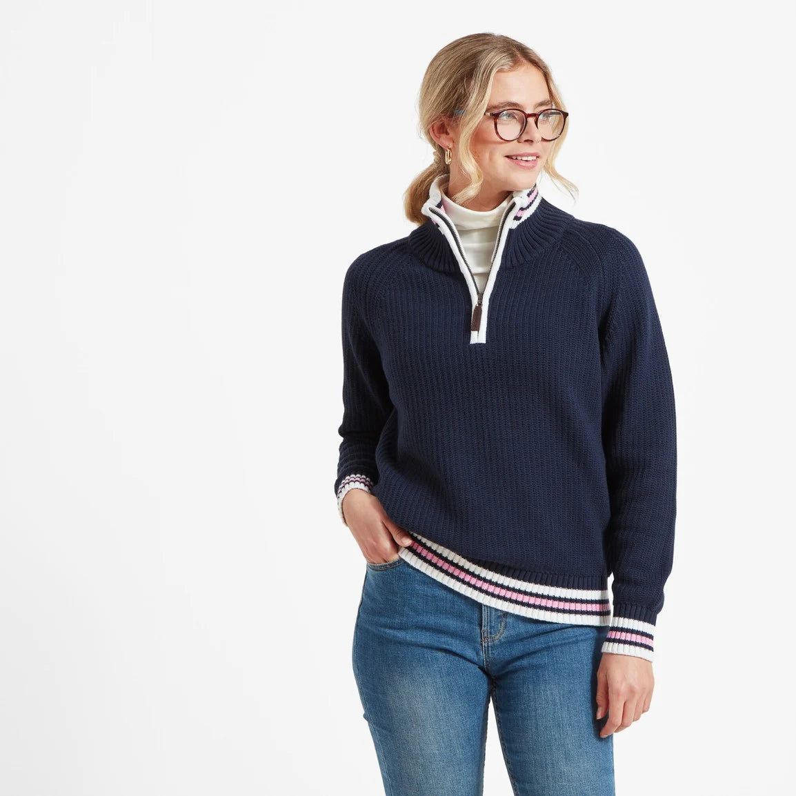 Schoffel Ladies Havelet Bay 1/4 Zip Jumper - Navy