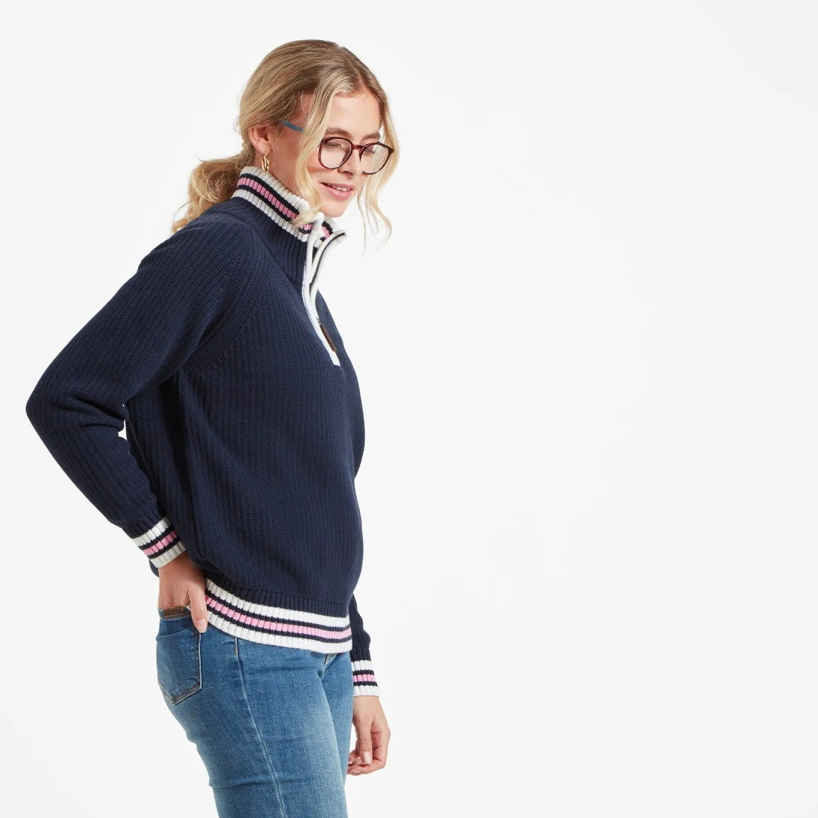 Schoffel Ladies Havelet Bay 1/4 Zip Jumper - Navy