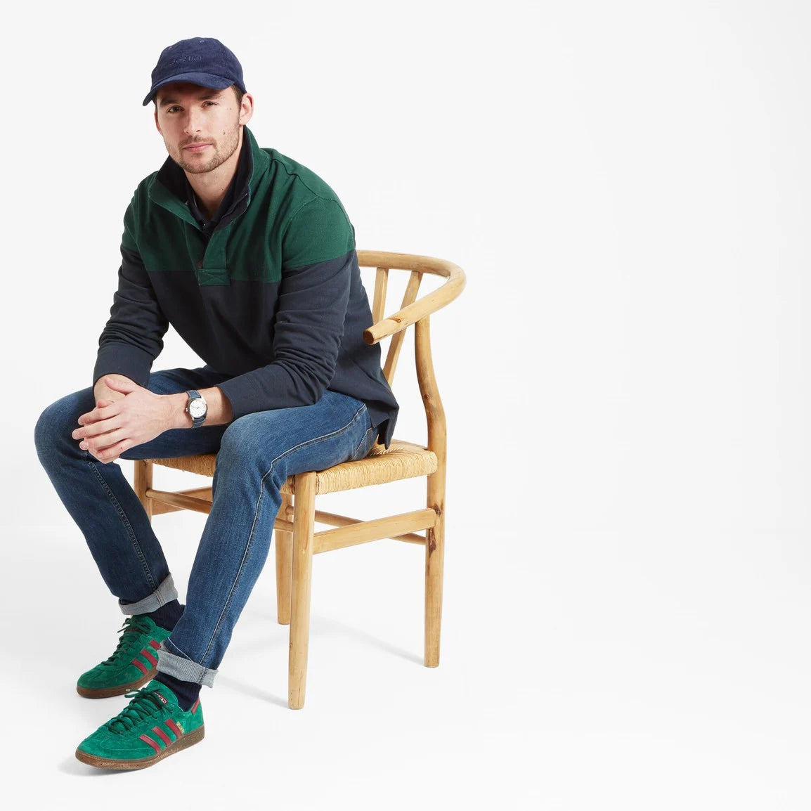 Unisex Helford Heritage Sweatshirt - Navy/Pine Green