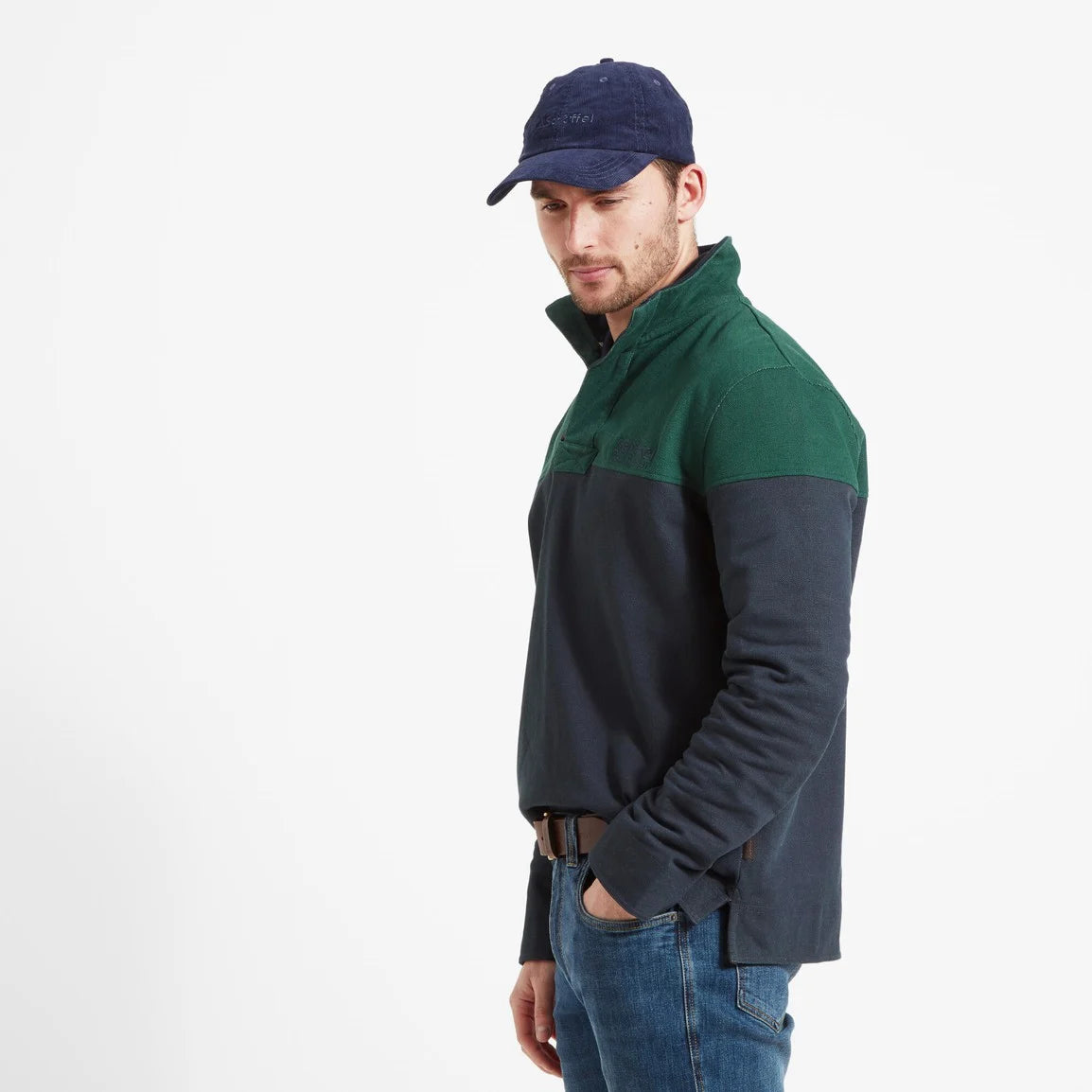 Schoffel Unisex Helford Heritage Sweatshirt - Navy/Pine Green