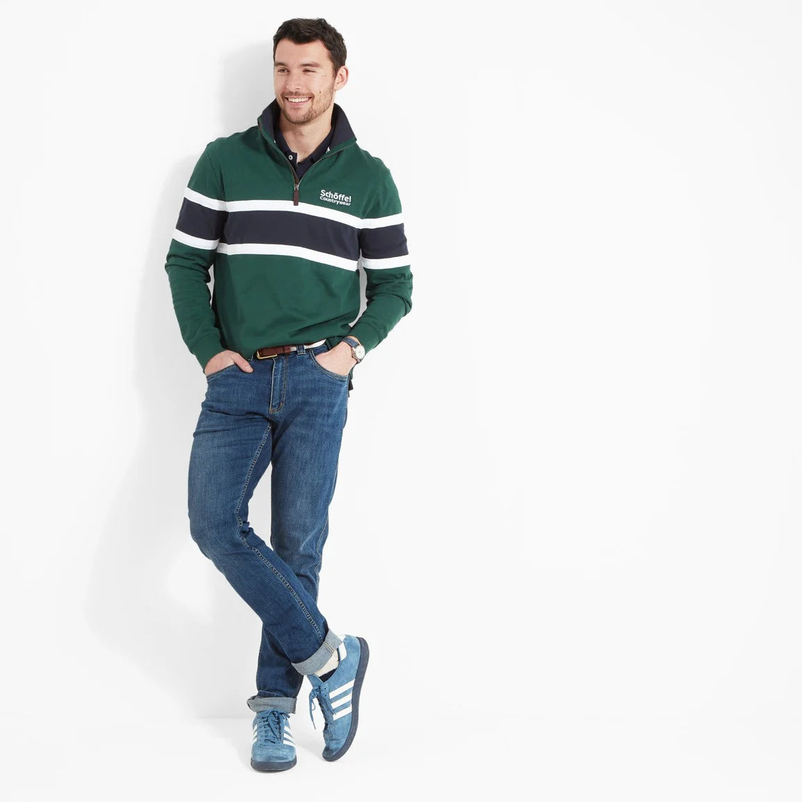 Schoffel Unisex Exmouth Heritage 1/4 Zip - Pine Green