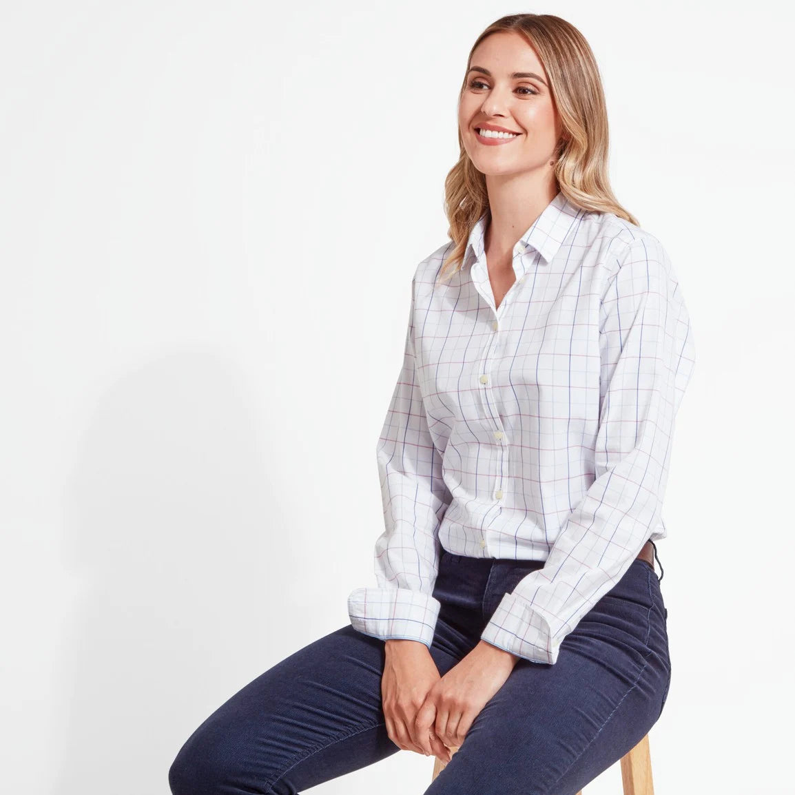 Schoffel Ladies Blakeney Shirt - Blue/Pink Check