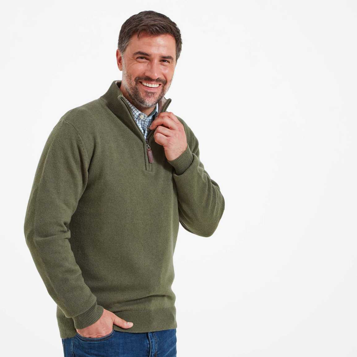 Schoffel Lambswool 1/4 Zip - Moss