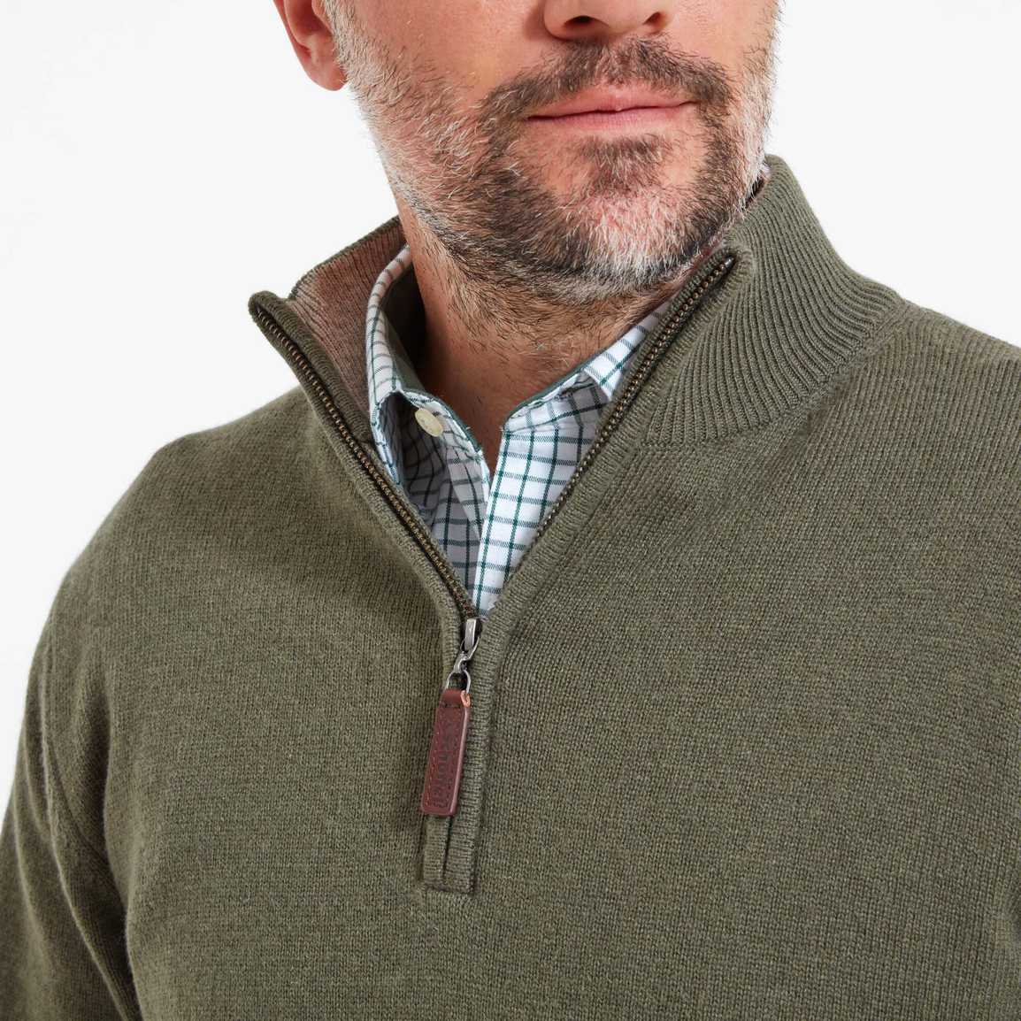 Schoffel Lambswool 1/4 Zip - Moss
