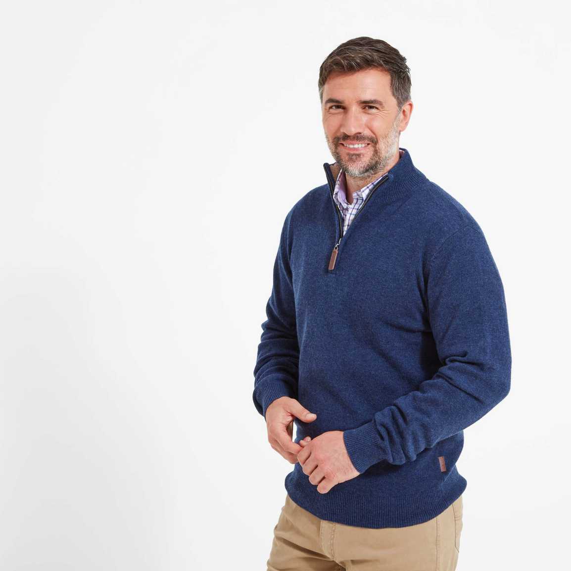 Schoffel Lambswool 1/4 Zip - Indigo