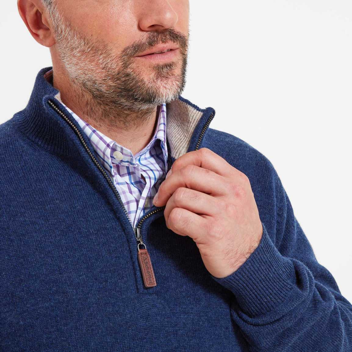 Schoffel Lambswool 1/4 Zip - Indigo