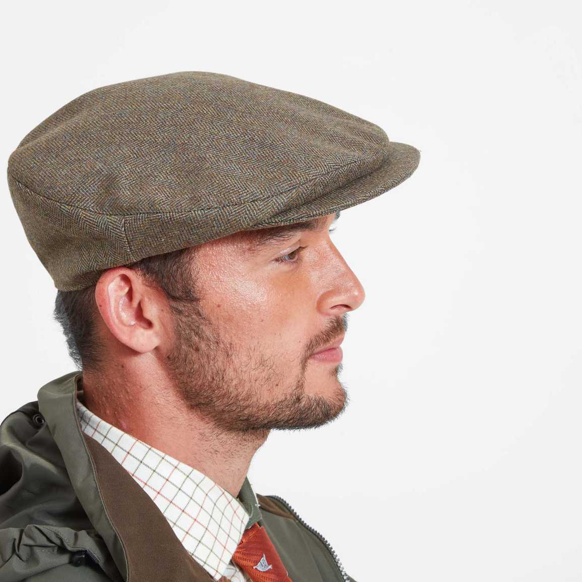 Schoffel Countryman Tweed Cap - Loden Green Herringbone Tweed