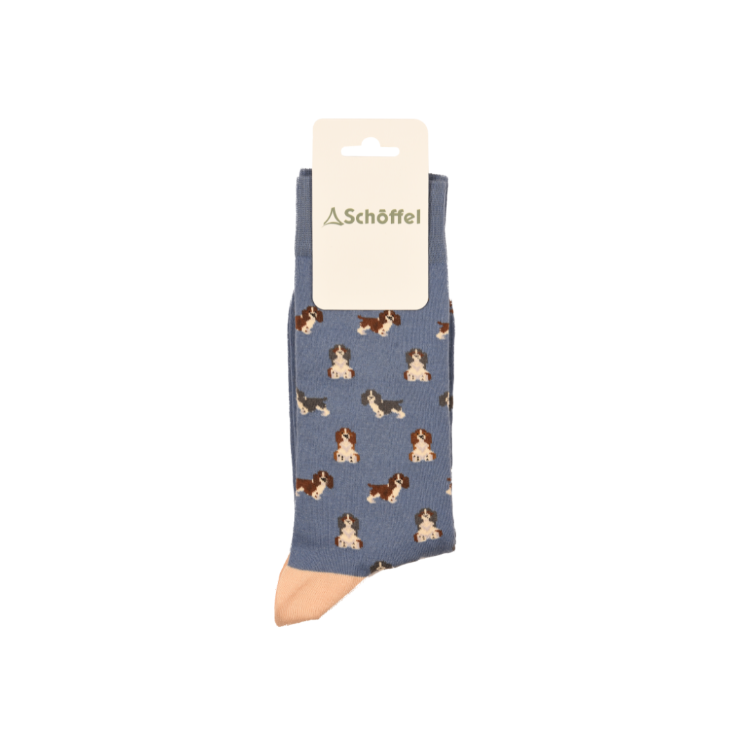 Schoffel Mens Single Cotton Sock - Blue Spaniel