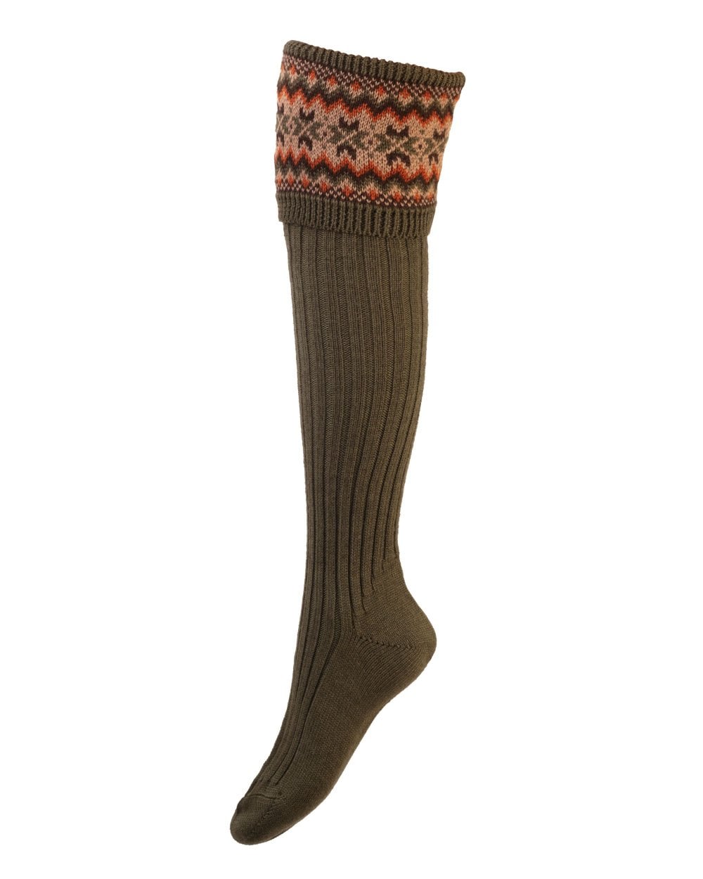 House Of Cheviot Socks - Lady Fairisle Dark Olive