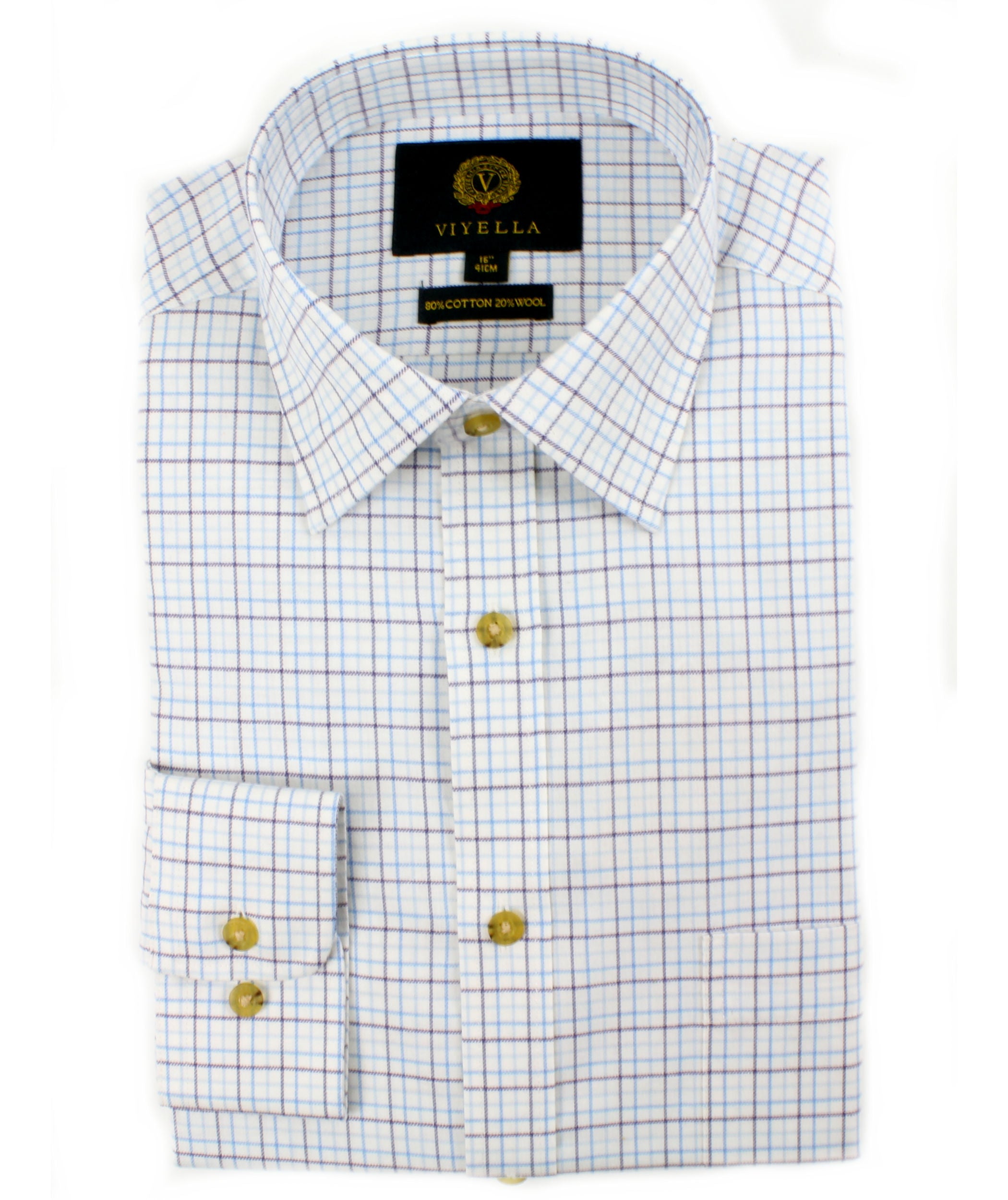 Viyella 80/20 Light Blue Mini Tattersall Classic Fit Shirt