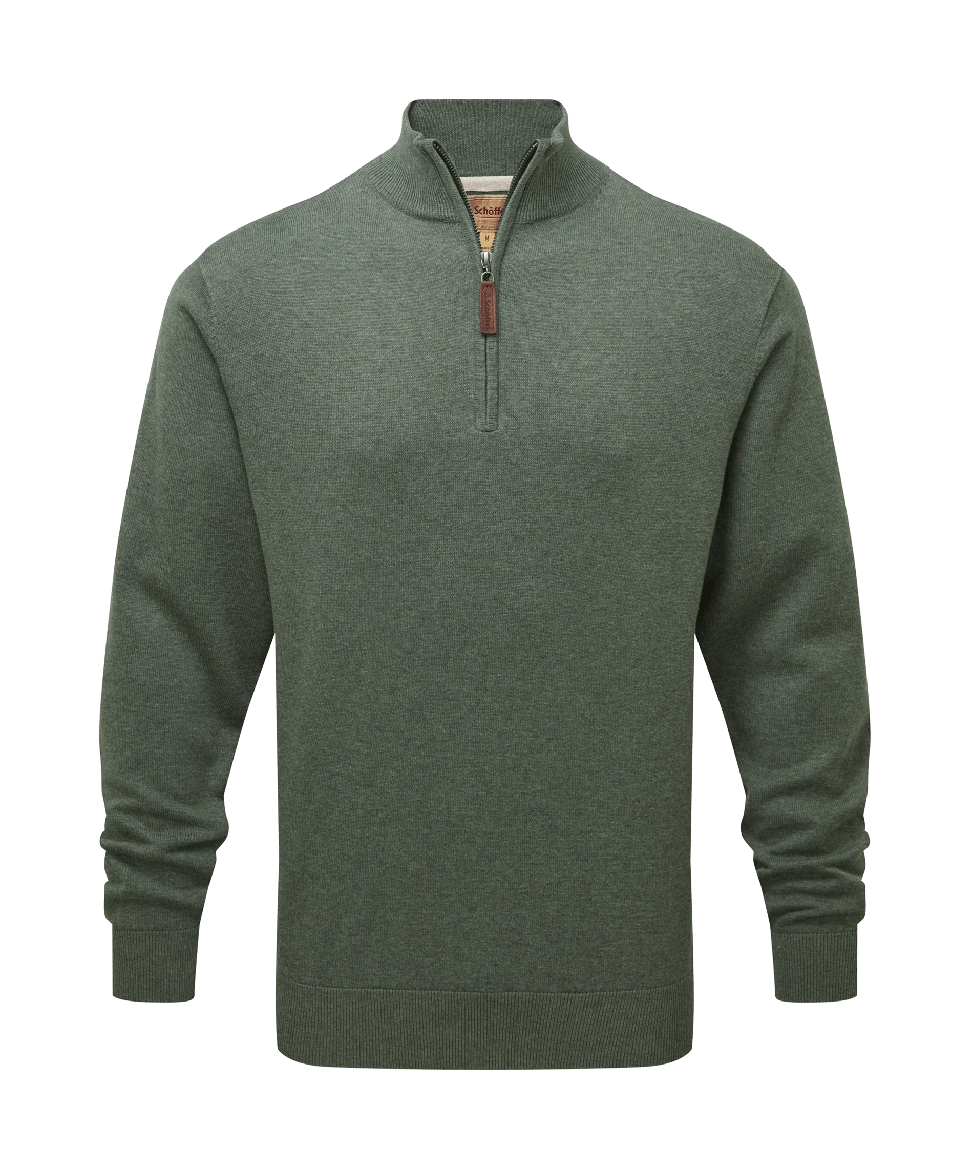 Porthmeor Pima Cotton Quarter Zip Jumper - Country Green