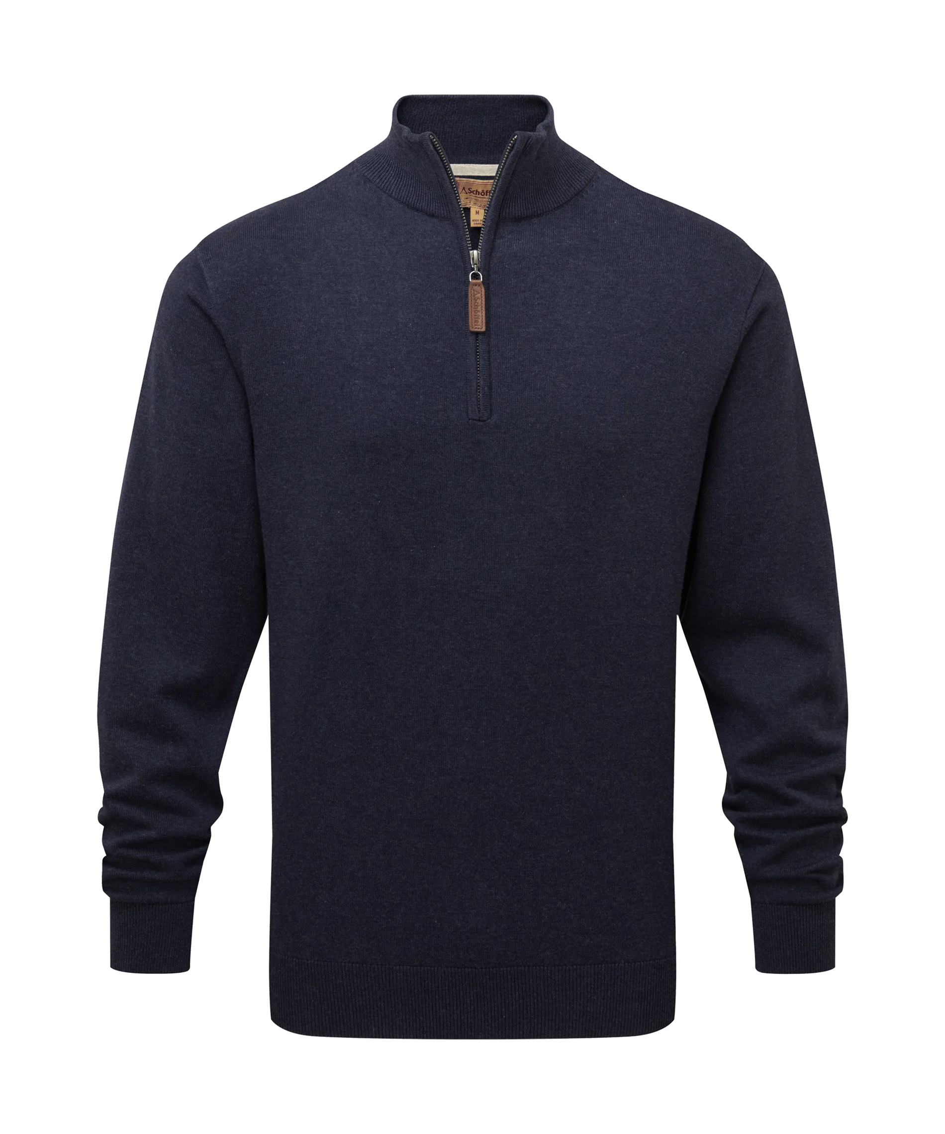 Porthmeor Pima Cotton Quarter Zip Jumper - Navy