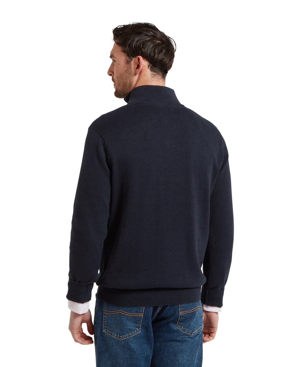 Porthmeor Pima Cotton Quarter Zip Jumper - Navy