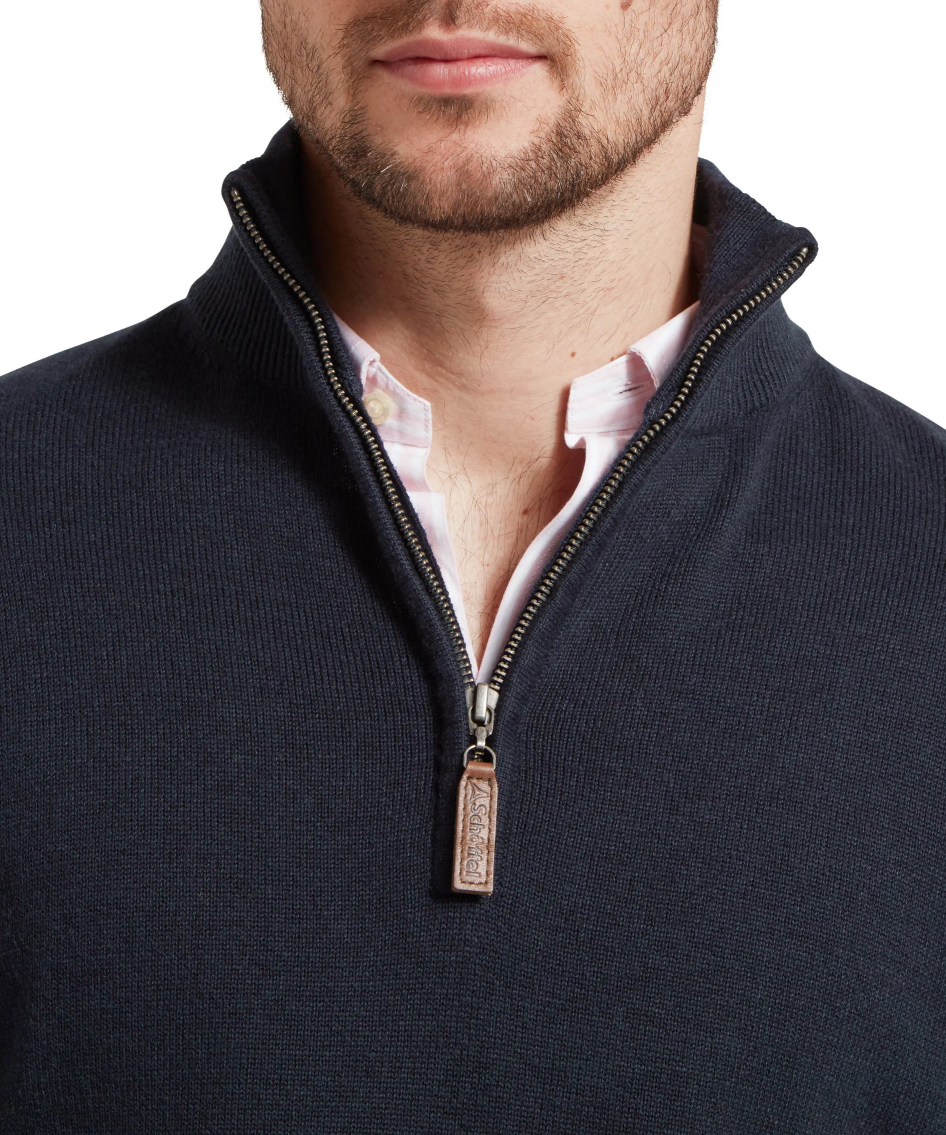 Porthmeor Pima Cotton Quarter Zip Jumper - Navy