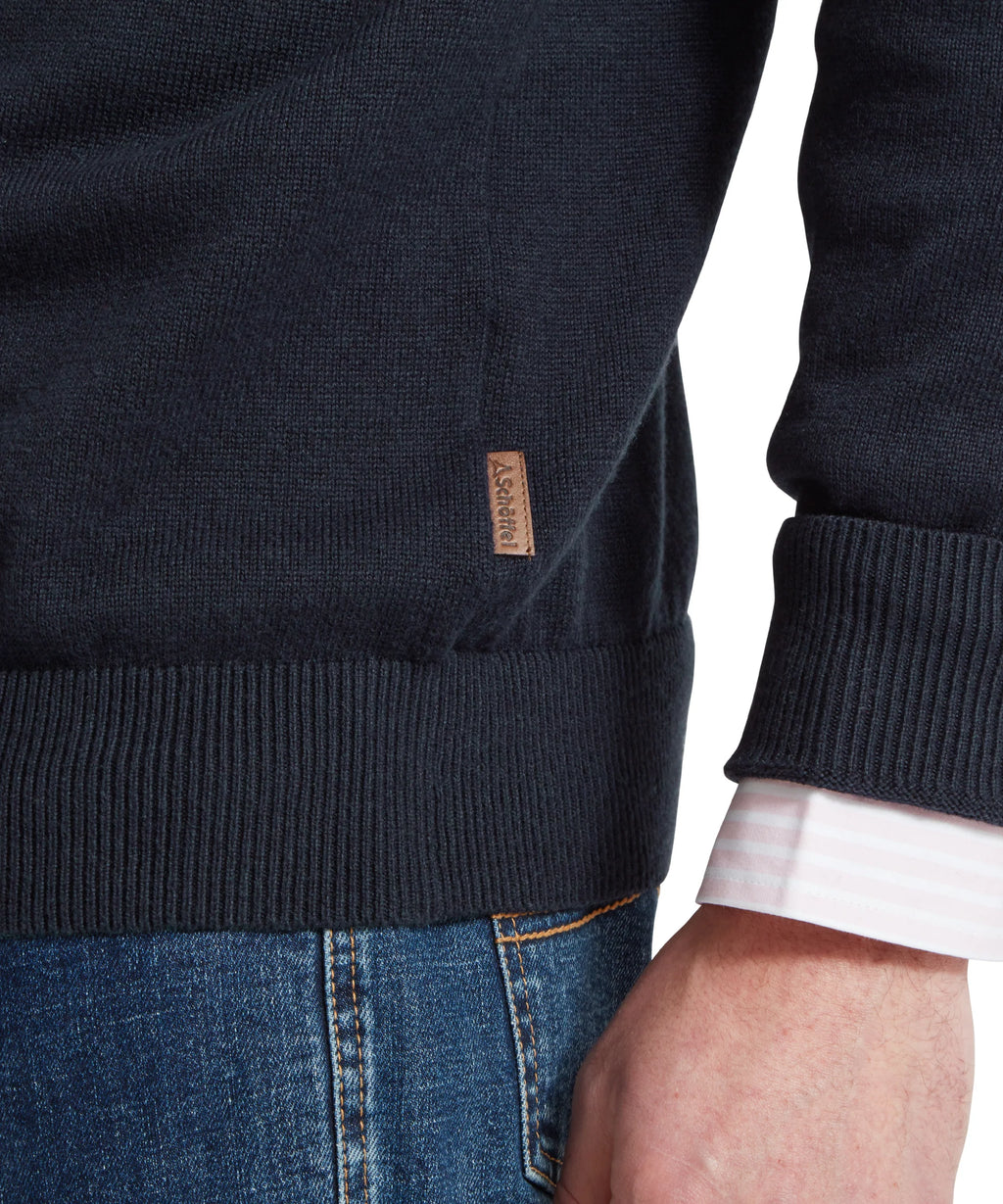 Porthmeor Pima Cotton Quarter Zip Jumper - Navy