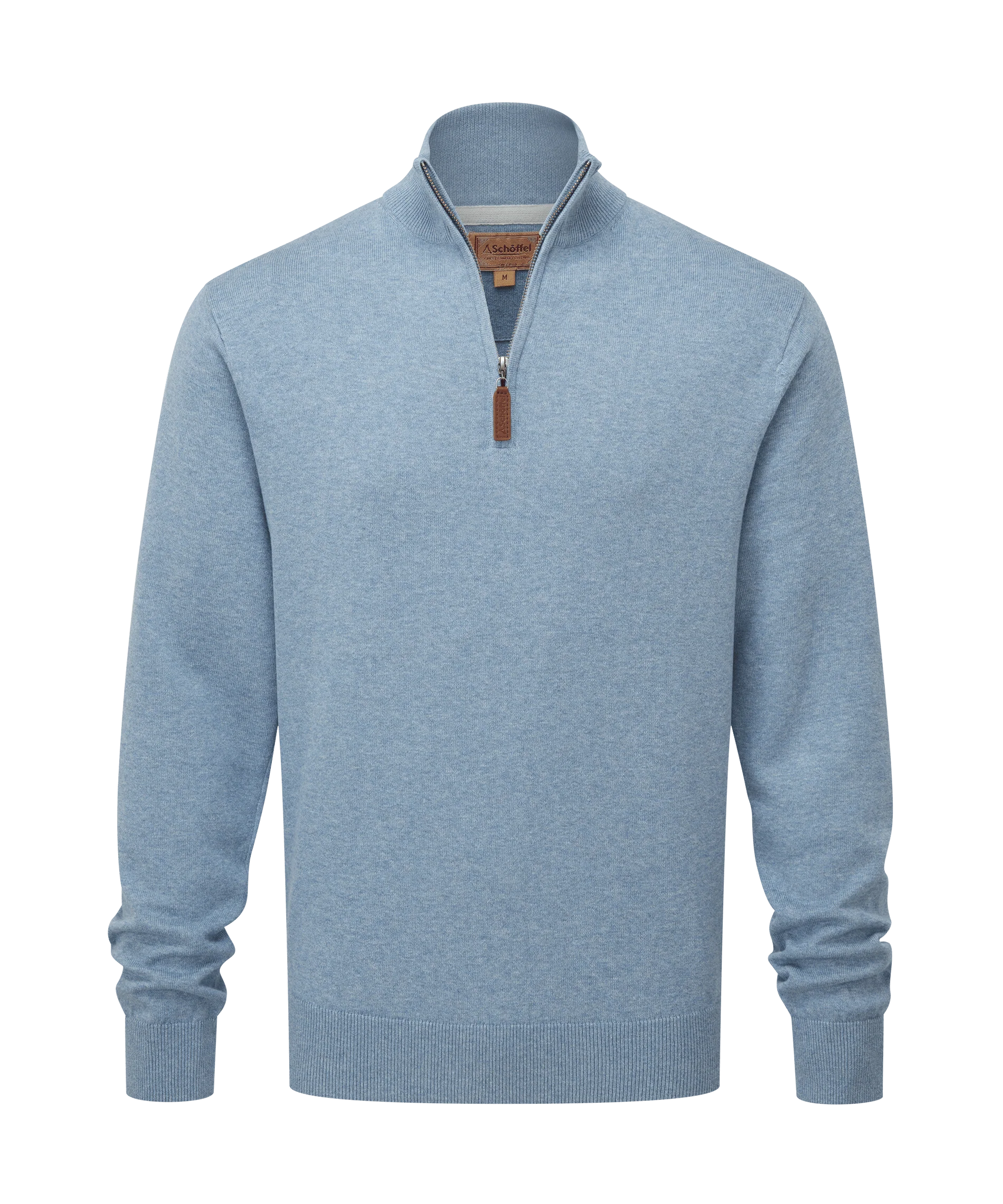 Porthmeor Pima Cotton Quarter Zip Jumper - Denim Blue