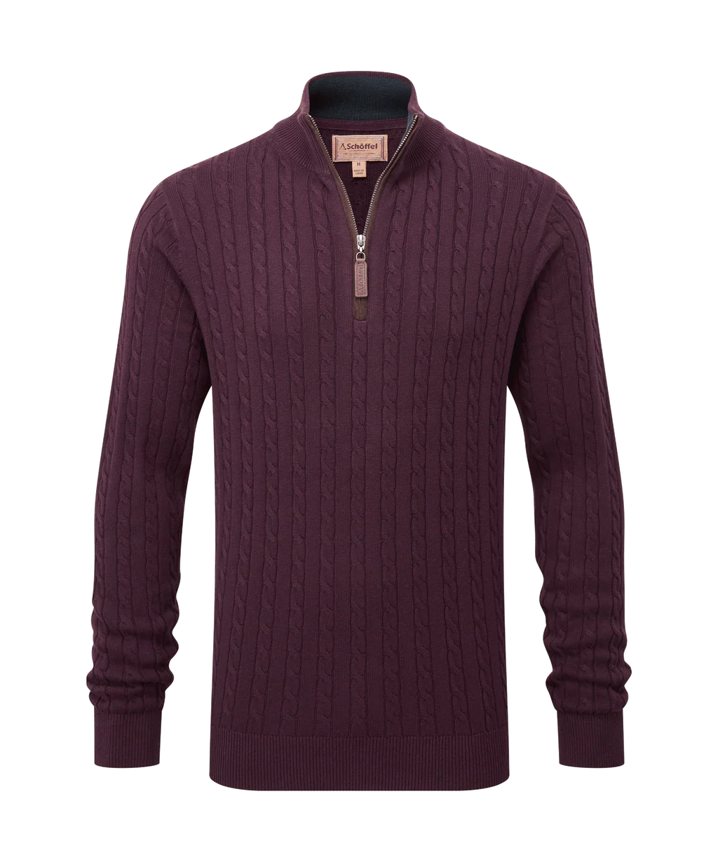 Calton Cotton Cashmere Cable Quarter Zip Jumper