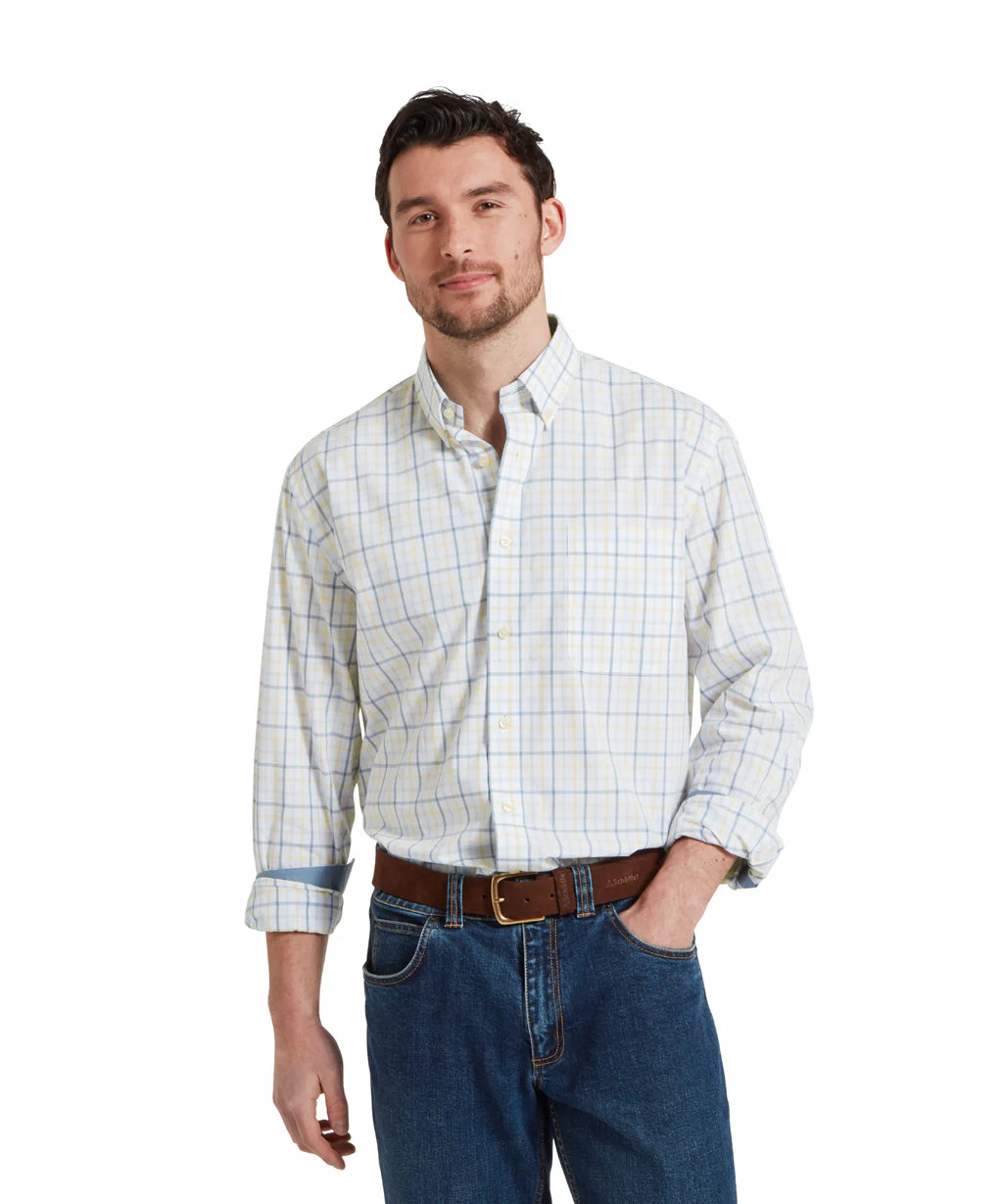 Holkham Classic Shirt - Blue/Pastel Peach