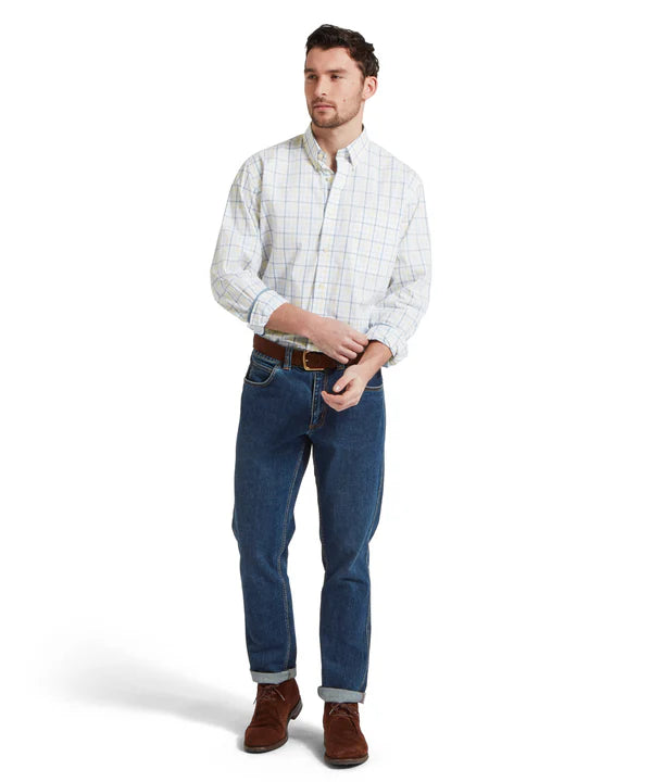 Holkham Classic Shirt - Blue/Pastel Peach