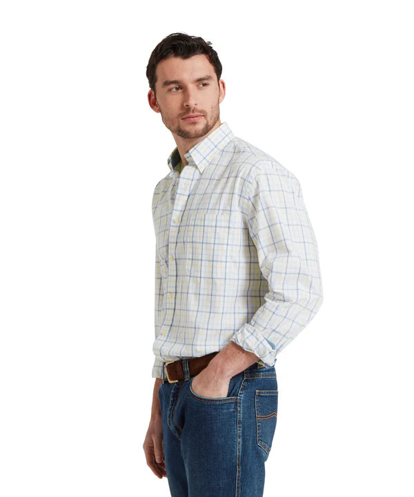 Holkham Classic Shirt - Blue/Pastel Peach
