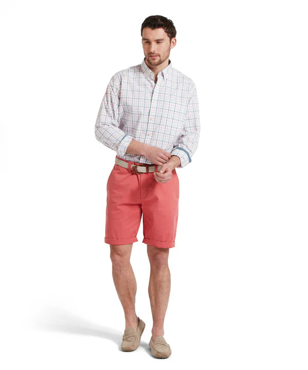 Holkham Classic Shirt - Dark Pigeon Blue/Mauve Red