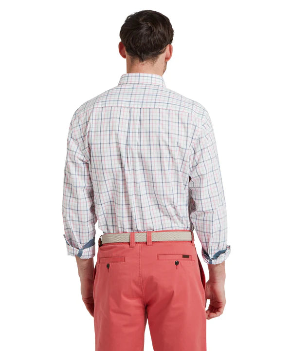 Holkham Classic Shirt - Dark Pigeon Blue/Mauve Red