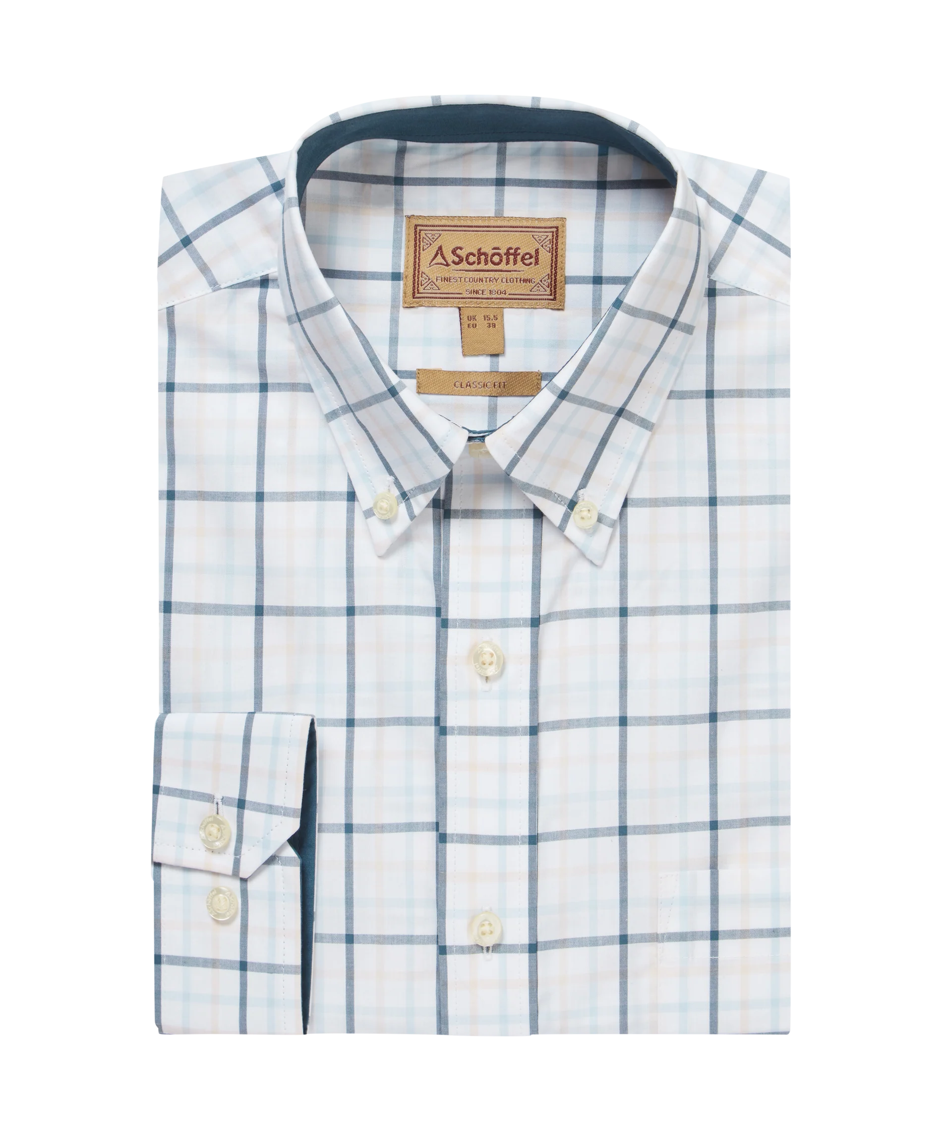 Holkham Classic Shirt - Deep Ocean Blue / Coral Peach