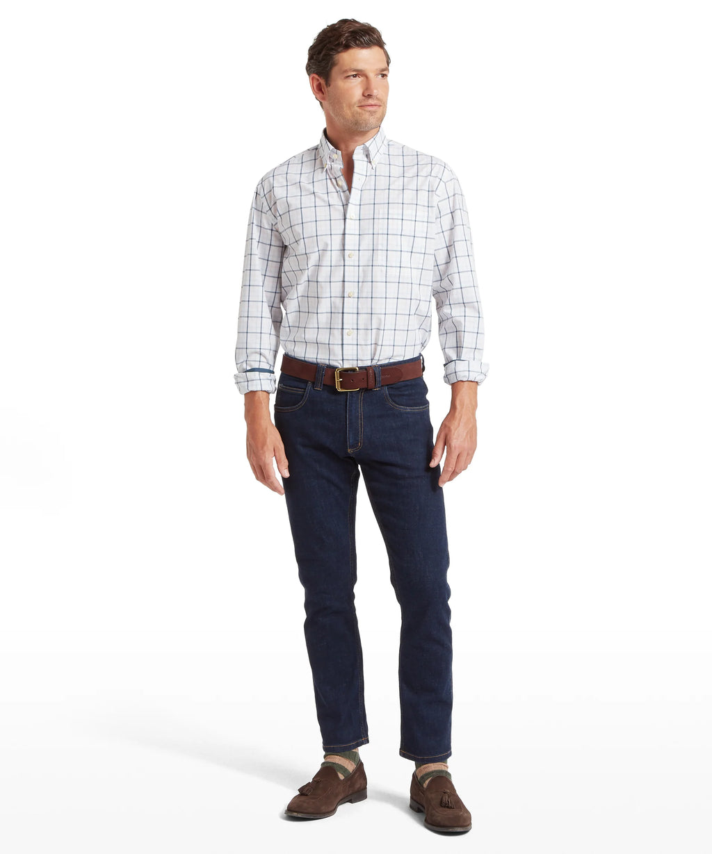Holkham Classic Shirt - Deep Ocean Blue / Coral Peach