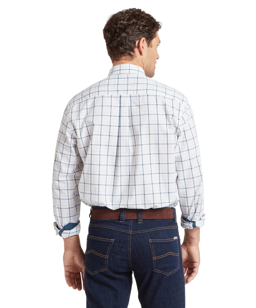 Holkham Classic Shirt - Deep Ocean Blue / Coral Peach