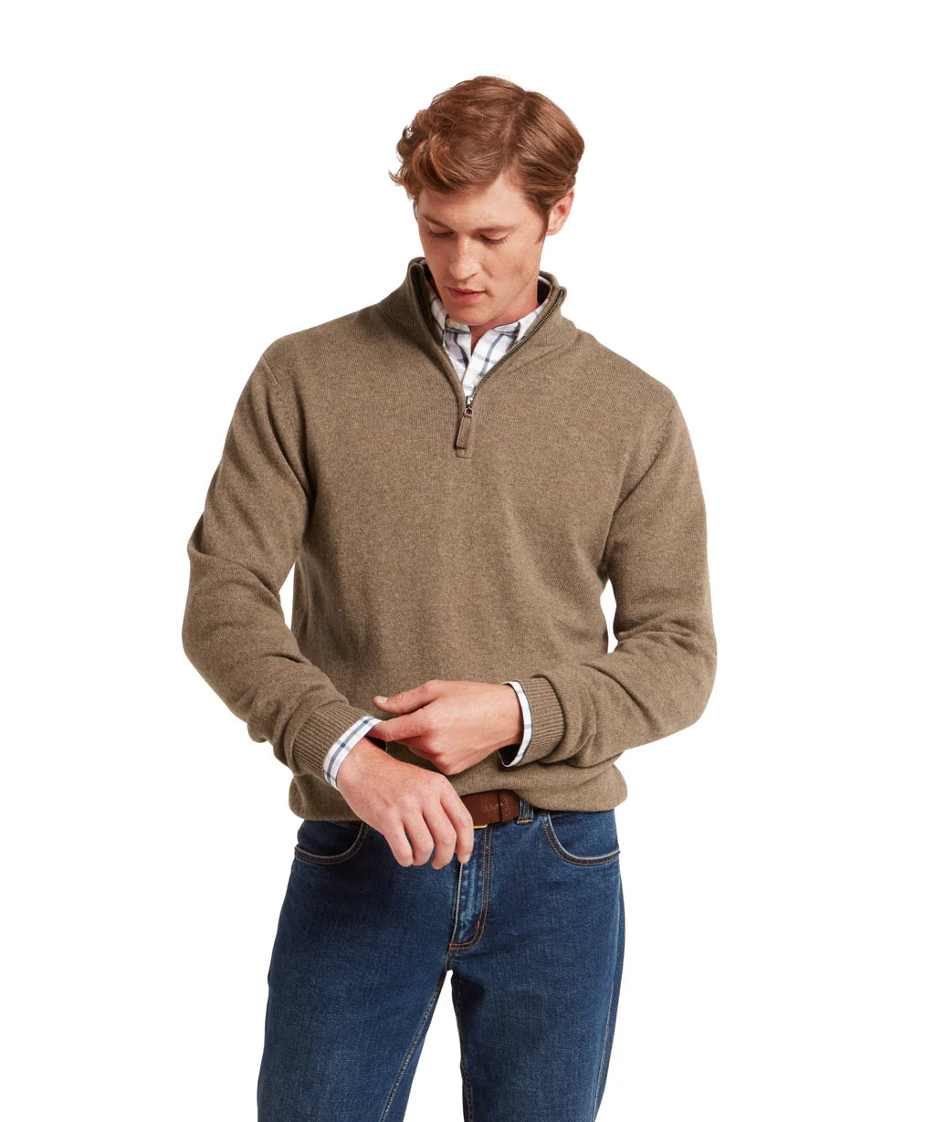 Lewis Lambswool Quarter Zip Jumper