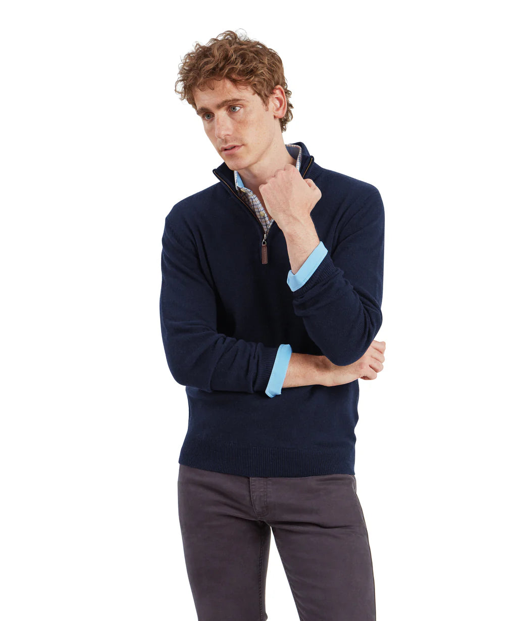 Lewis Lambswool Quarter Zip Jumper